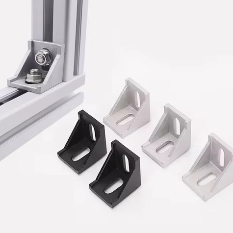 Aluminum extrusion dust cover angle bracket
