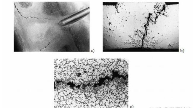 Aluminum die casting showing surface hot cracks and stress marks after cooling