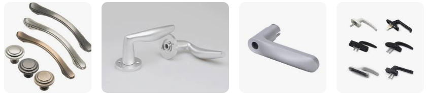 Die cast aluminum door handles with precision machining and anodized finish manufactured by Yongzhu Casting.